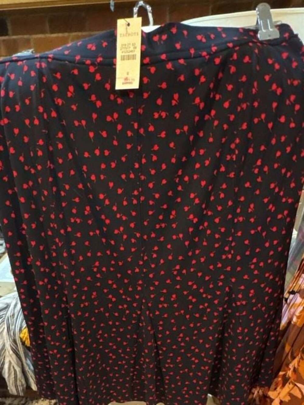 Talbots Navy and Red Heart  Print A-Line Skirt